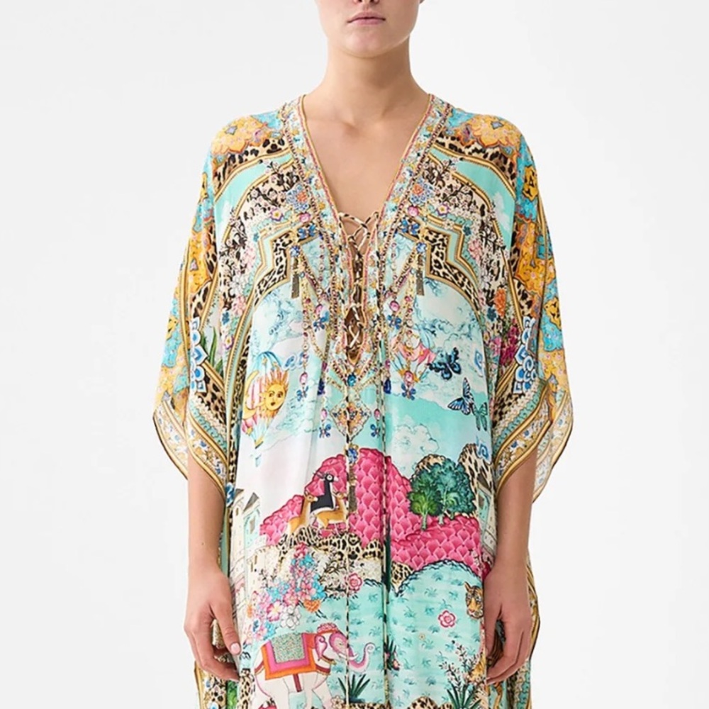 Camilla short dress lace up kaftan